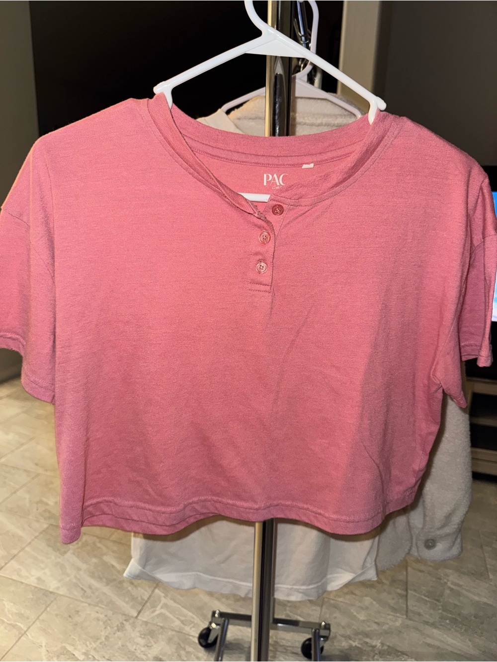PacSun Pink Cropped Henley Tee